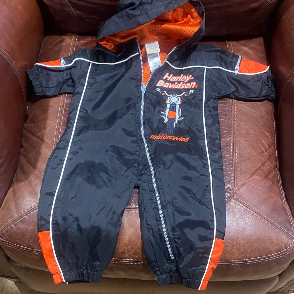 Harley-Davidson Black and Orange Kids Footie